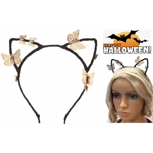 Icing Costume Black Cat Ear & Butterfly Headband